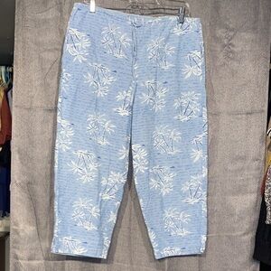 Blue Palm Print Women's Pants